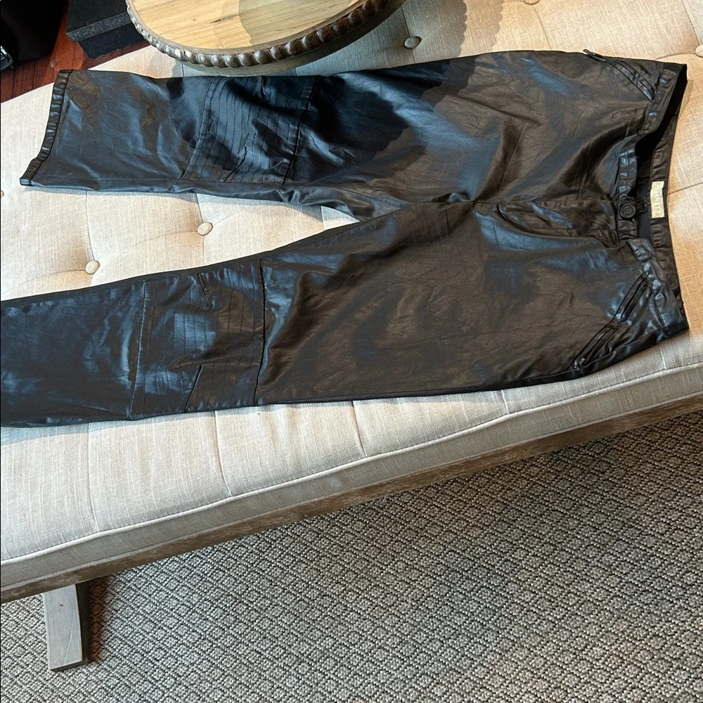Vintage 1980s RARE Katharine HAMNETT Black Polished Coated Polyamide Ble Trouser